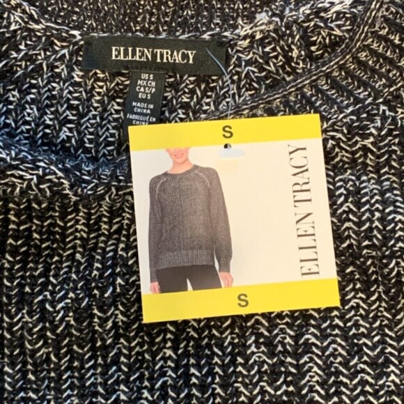 NWT Ellen Tracy Roll Neck Pullover Sweater Side Slits Sz S Black Marl #19N - Picture 6 of 8